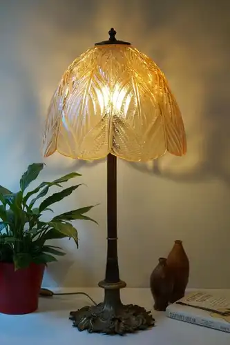 Prachtvolle original Jugendstil Schreibtischlampe Salon Tischlampe 73 cm 1920