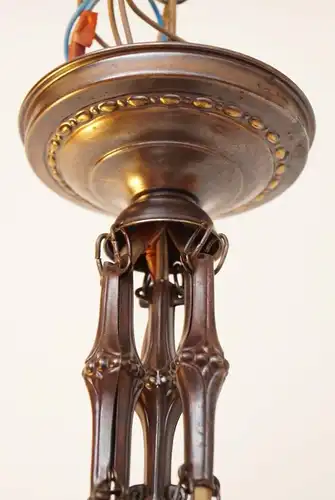 Prachtvolle Original Art Nouveau Lüster Deckenlampe Hängeleuchte Messing "SWAN"