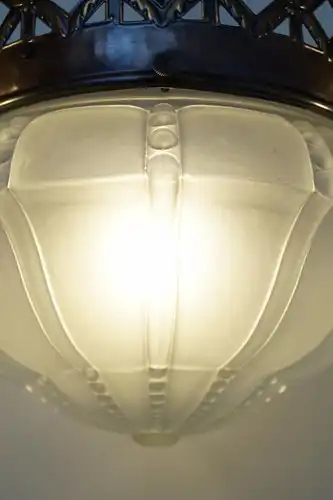 Prachtvolle Original Art Nouveau Lüster Deckenlampe Hängeleuchte Messing "SWAN"