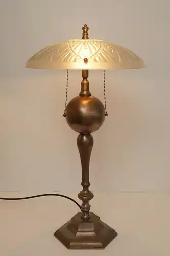 Prachtvolles Unikat Art Déco Bankerlampe Tischlampe Messing Schreibtischlampe