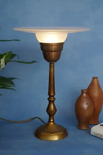 Sehr elegante original französische Art Déco Tischleuchte Lampe Leuchte Messing