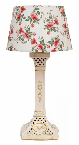 Romantische Rosen Lampe Keramik neuer Schirm "RED ROSES" Tischlampe Lampe