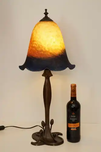 Große prachtvolle Jugendstil Tischlampe Bronze Messinglampe "GREAT LILLY"