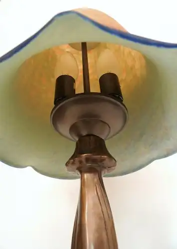 Große prachtvolle Jugendstil Tischlampe Bronze Messinglampe "GREAT LILLY"