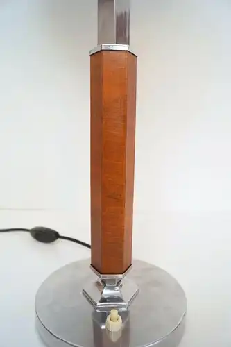 Riesige original Art Déco Tischlampe "SPACE NEEDLE" Chrom Holz 1930 64 cm hoch