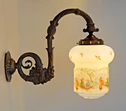 Sehr große antike original Jugendstil Wandlampe "MARSEILLE" Asia Ära 1920