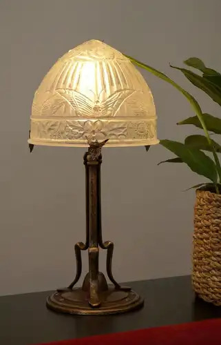 Klassische französische Art Déco Tischlampe Degué Lampe Tischleuchte Jugendstil