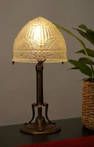 Klassische französische Art Déco Tischlampe Degué Lampe Tischleuchte Jugendstil