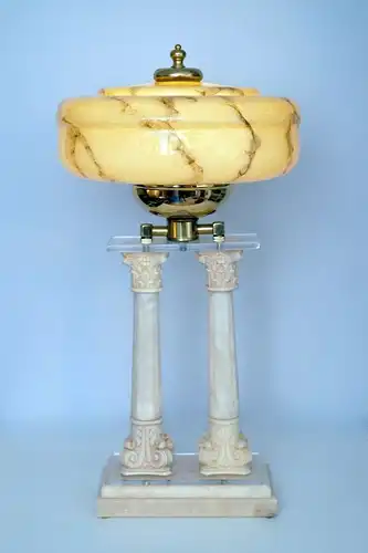 Unikate Jugendstil Art Déco Tischleuchte Onyx Tischlampe Opal Säulen