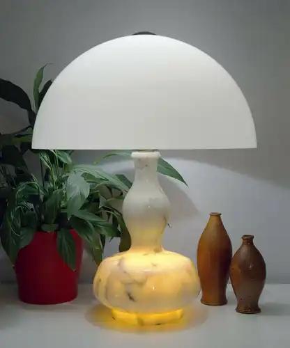 Original Seventies Bauhaus Design Tischlampe weißer Marmor 70er