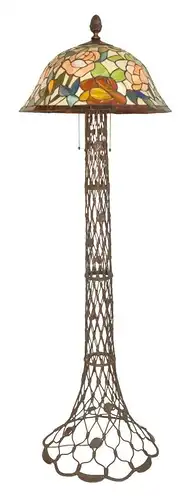 Grandiose orig. Art Déco Jugendstil Stehlampe "TIFFANY SHELL" Messing 167cm 1920
