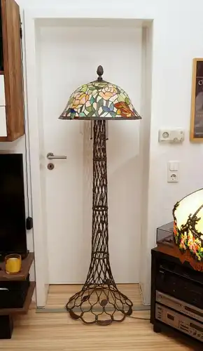 Grandiose orig. Art Déco Jugendstil Stehlampe "TIFFANY SHELL" Messing 167cm 1920