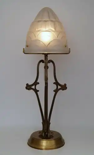 Unikat große Art Déco Tischlampe Messinglampe 1920 Sammlerstück 74 cm