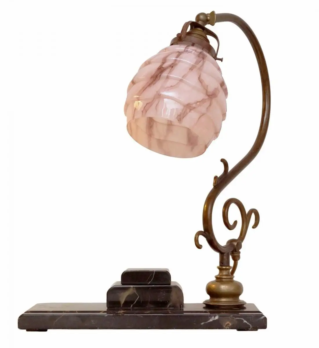 Unikat original Art Déco Bauhaus Bankerleuchte Bankerlampe Schreibtisch Marmor 0
