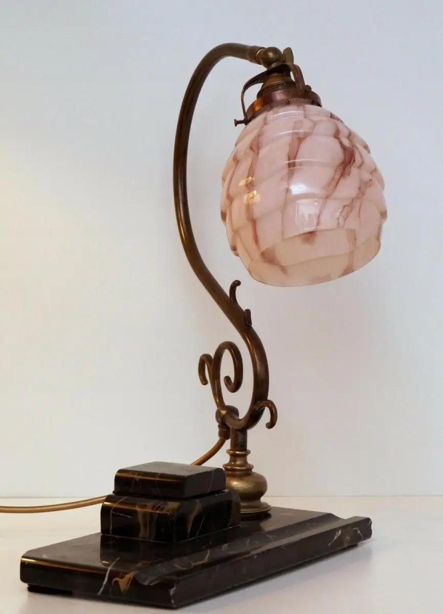 Unikat original Art Déco Bauhaus Bankerleuchte Bankerlampe Schreibtisch Marmor 5