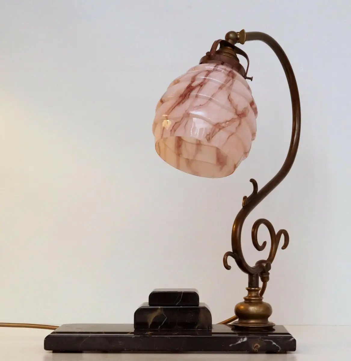 Unikat original Art Déco Bauhaus Bankerleuchte Bankerlampe Schreibtisch Marmor 6