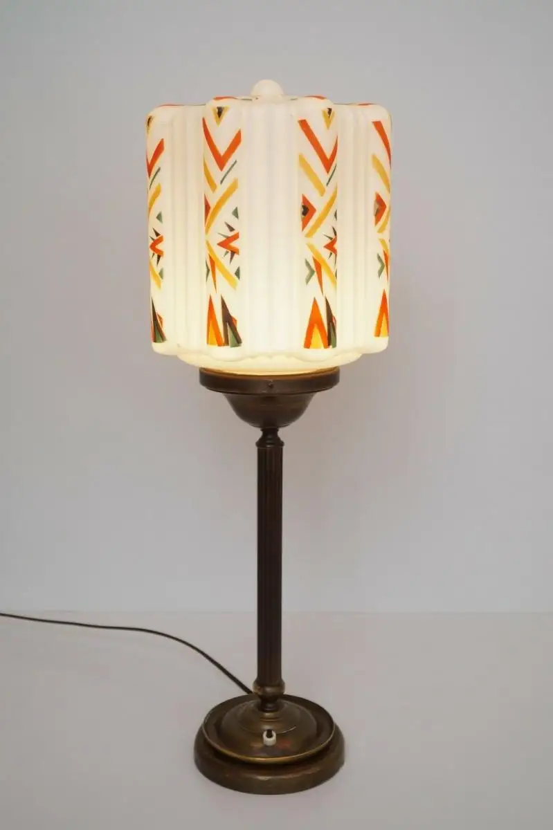 Große prachtvolle original Art Déco Schreibtischlampe Tischlampe Messing Bauhaus 2