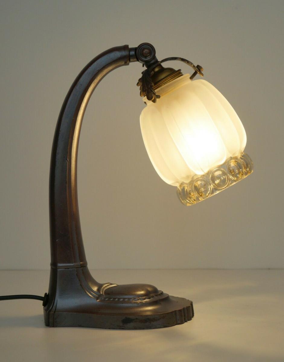 Original Jugendstil Nachttischlampe Klavierleuchte 1910 Messinglampe