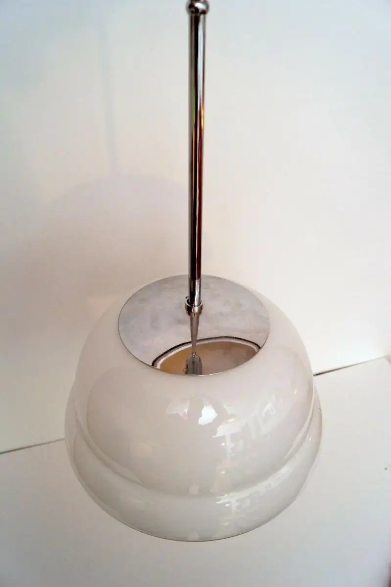 Klassische Bauhaus Art Deco Deckenlampe Chrom Hängeleuchte original Schirm 5