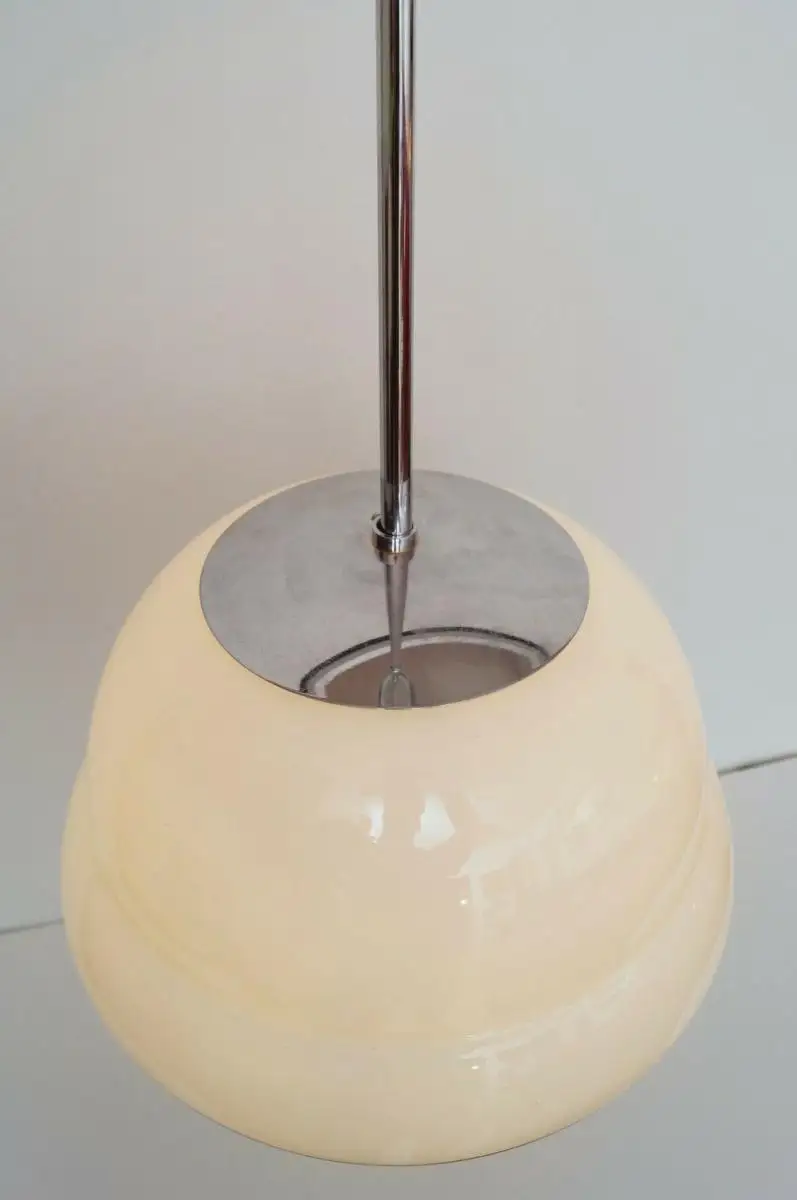 Klassische Bauhaus Art Deco Deckenlampe Chrom Hängeleuchte original Schirm 6