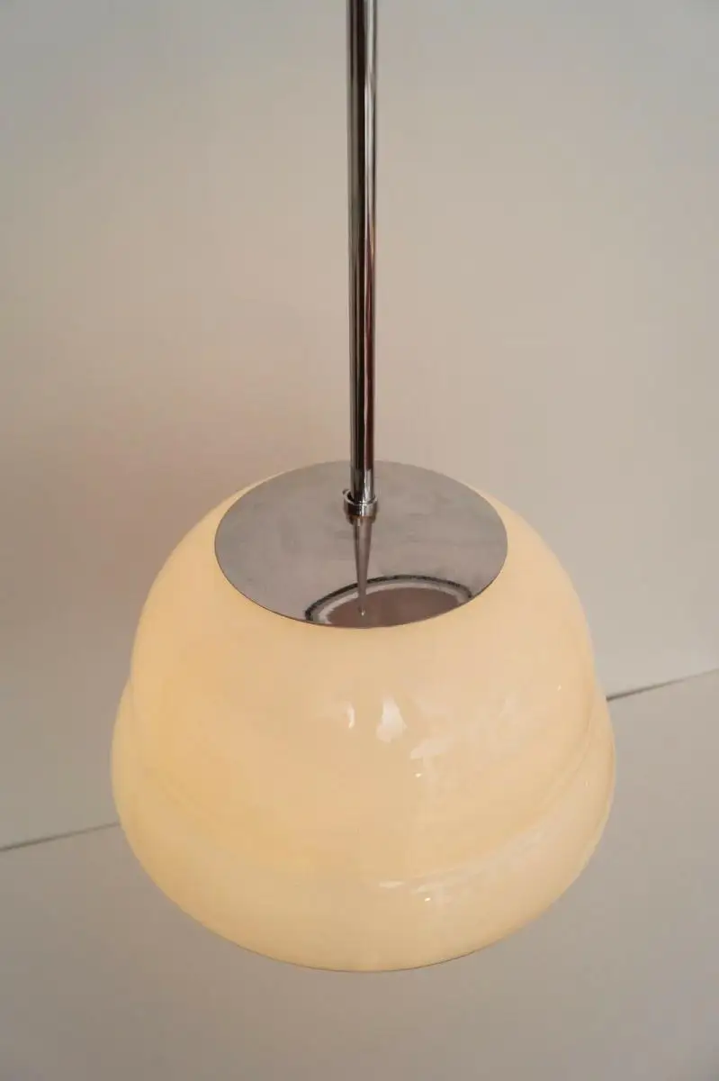 Klassische Bauhaus Art Deco Deckenlampe Chrom Hängeleuchte original Schirm 7
