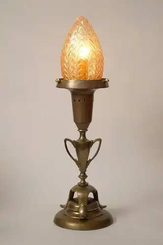 Art unique Deco Art Nouveau Lampe de table "GOLDEN ACORN" Lumières en laiton