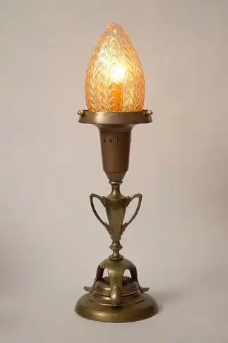 Unikate Art Deco Jugendstil Tischleuchte "GOLDEN ACORN" Messinglampe