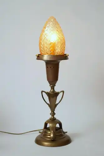 Art unique Deco Art Nouveau Lampe de table "GOLDEN ACORN" Lumières en laiton