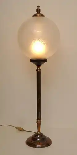 Jugendstil Lampe Messinglampe Tischlampe geätzt 80 cm Tischlampe Leuchte
