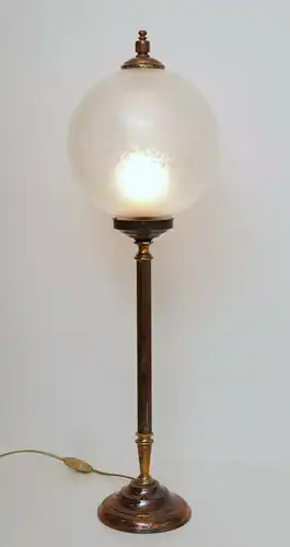 Jugendstil Lampe Messinglampe Tischlampe geätzt 80 cm Tischlampe Leuchte