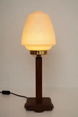 Sehr seltene original Art Déco Schreibtischlampe um 1930 Holz rosé
