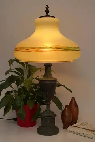 Grande lampe d'origine Art Nouveau salon 70cm haut vert 1920