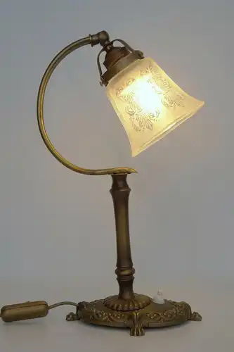 Romantische original Jugendstil Nachttisch Lampe Messing 1920 Tischleuchte