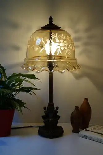 Super pièce originale Art Nouveau Luminaire de table "MENAGE À TROIS" 1920