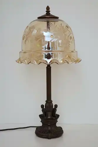 Jugendstil Lampe Prunk Tischleuchte "MENAGÉ À TROIS" 1920 Leuchte