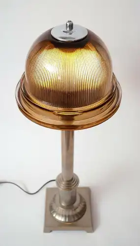 Art Deco Lampe Schreibtischlampe "DOME TOWER" silber Tischleuchte Leuchte Banker