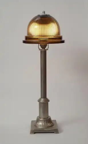 Art Deco Lampe Schreibtischlampe "DOME TOWER" silber Tischleuchte Leuchte Banker