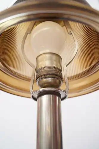 Art Deco Lampe Schreibtischlampe "DOME TOWER" silber Tischleuchte Leuchte Banker