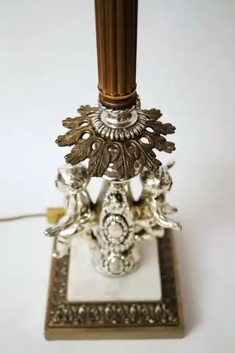 Jugendstil Lampe Leuchte "SILVER ANGELS" Unikat Opalglas 94 cm hoch