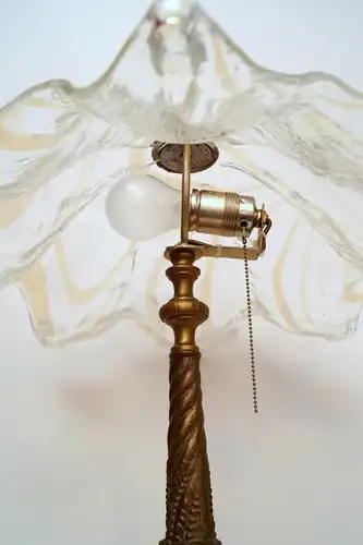 Sehr große elegante Jugendstil Tischleuchte Messinglampe Unikat 1940 Löwenköpfe