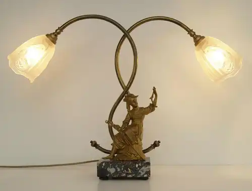 Jugendstil Lampe Leuchte Schreibtisch Tischlampe Sammlerstück Messinglampe