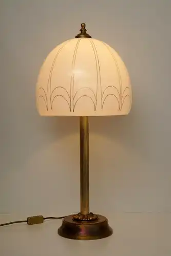 Art Deco Lampe Salon Tischleuchte Messinglampe Schreibtisch Opal Leuchte