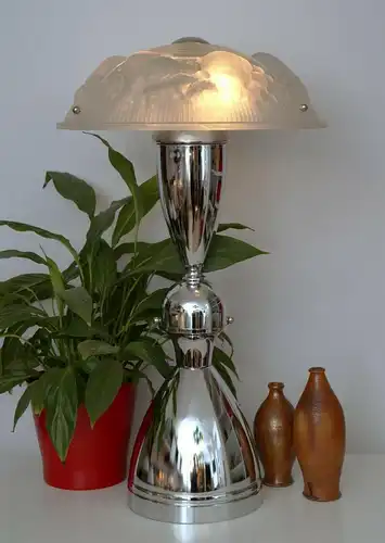 Art Déco Jugendstil Lampe Tischleuchte "KOPERNIKUS" Chrom Berlin