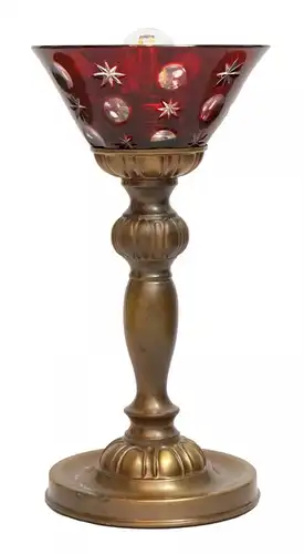 Art nouveau lampe de table table de chevet lampe en laiton homme de nuit verre cristal unique