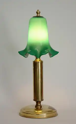 Art Deco Tischlampe "GREEN DWARF" Messinglampe Einzelstück Unikat