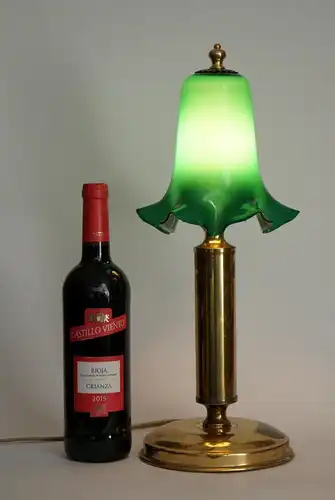 Art Deco Tischlampe "GREEN DWARF" Messinglampe Einzelstück Unikat
