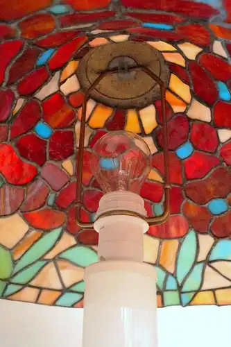 Tiffany Lampe Leuchte Landhaus Stillampe Bodenlampe Glassockel Stehlampe Unikat