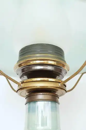 Chouette Art Nouveau Lampe à pétrole Verre peint à la main Unicat signé