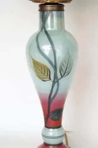 Jugendstil Lampe Petroleumlampe Glas handgemalt Unikat signiert Eisch