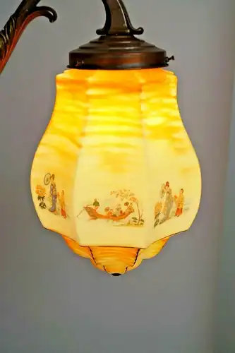 Jugendstil Lampe Stehleuchte "ASIA DREAM" Messinglampe Stehlampe 1920